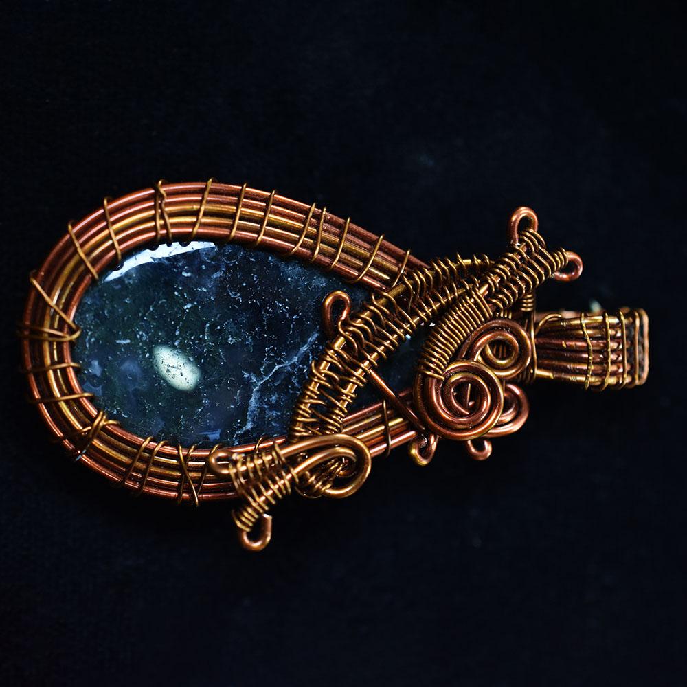 75 ct Natural Jasper Oval Cut Copper Wrapped Pendant Gemstone Jewelry Gift