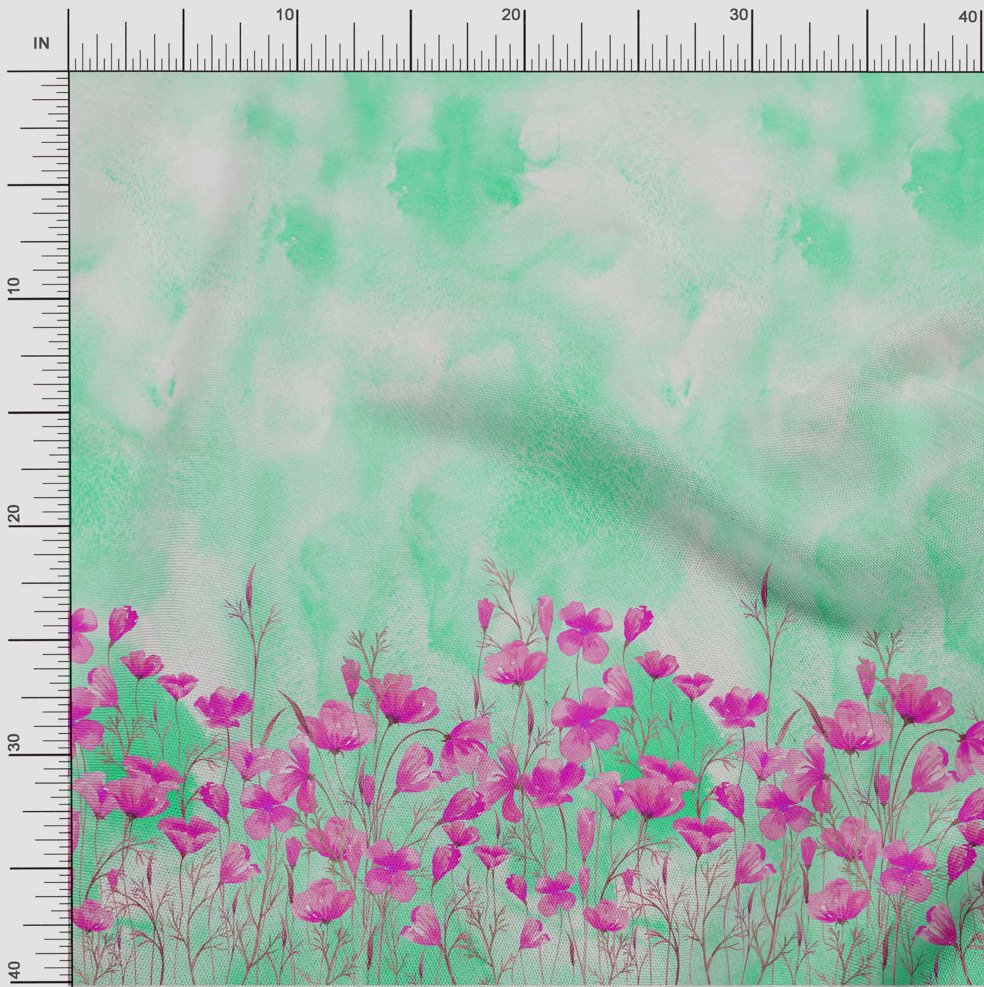 

OneOone Cotton Flex Тканина з листям і квітковим принтом 1 ярд 40 дюймів 42 Inch Wide - Viscose Chiffon кольору морської хвилі