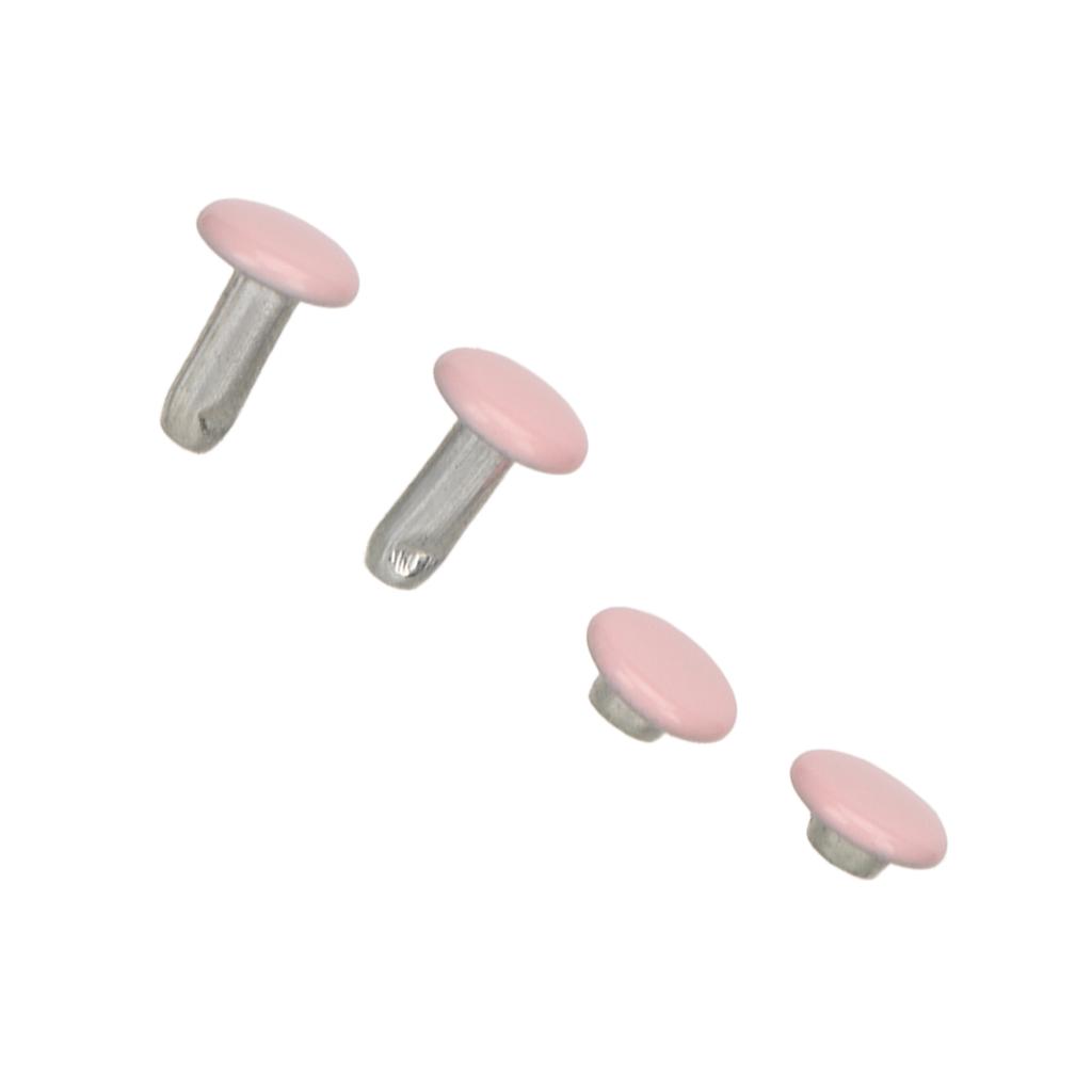 500 Sets Leather Rivets 6x8mm Electroplated High Strength Metal Widely Used Double Cap Rivets for Hat Belt Shoes Pink