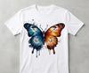 Butterfly Watercolor T-Shirt Design Blue Orange Wings, Artistic Splash Art (Digital Download)