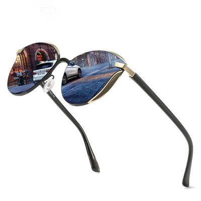 Men Metal Polarized Sunglasses Women Retro Round Fashion Women Cat Eye Shade Eyewear Anti-Glare UV400