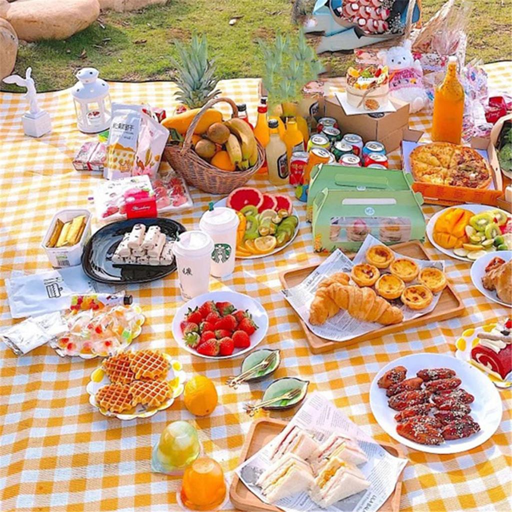 Portable Large Picnic Blanket Waterproof Sandproof Beach Mat, Sponge Outdoor Camping Mat, Large Lawn Mat for Park Beach Travel Hiking Family Gathering