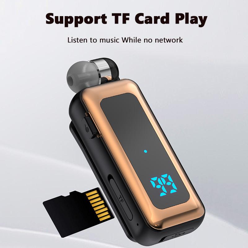 VAORLO Casque d'affaires avec Clip TF carte jouant Bluetooth 5.4 bruit annuler HD appel affichage numérique écouteur avec Microphone casque