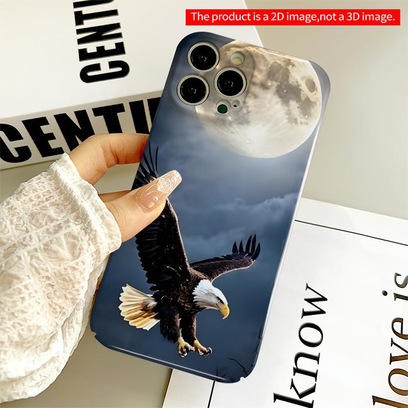 2DFlat Bald Eagle Soaring Under Full Moon All inclusive film hard iPhone case, compatible with iPhone 18 Pro Max 17 16 15 14 13 12 11
