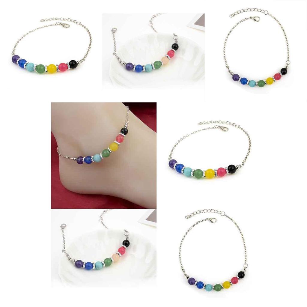Versatile Fashion Stone Beach Boho Ankle Barefoots Bead Foot Bracelet Amethyst Chain