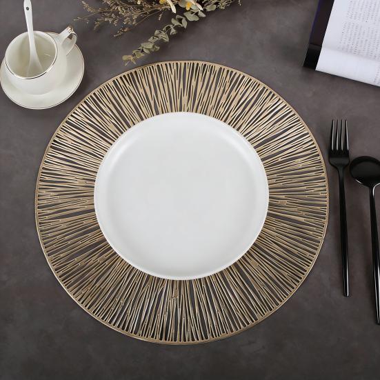 Round Hollow PVC Placemat Waterproof Heat-Resistant Table Mats Elegant Home Restaurant Dining Decor Scratch-Proof Dirt-Resistant Insulation Mat