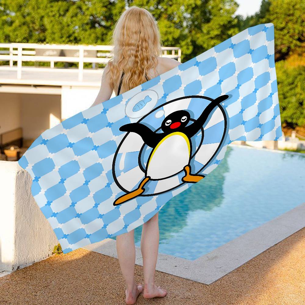 Funny P-PinguS Cute Cartoon Microfiber Blanket Quick Drying Beach Towels Oversized Printing Super Absorbent Pool Towel Blanket