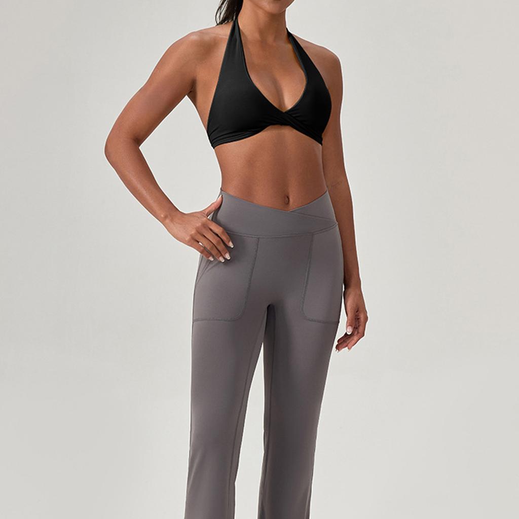 Top Corto Sportivo da Donna con Scollo all'Americana e Profonda Scollatura a V, Senza Ferretto, Tessuto Morbido, Reggiseno Sportivo per Yoga, Allenamento, Fitness, Esercizio