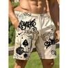 American Men's Summer Poker Sieve Mother Graffiti Printed Soft Breathable Drawstring Shorts Outdoor Street Style Pants