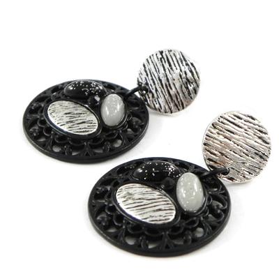[H8726] - Designer Earrings 'Carmen' Black Silver