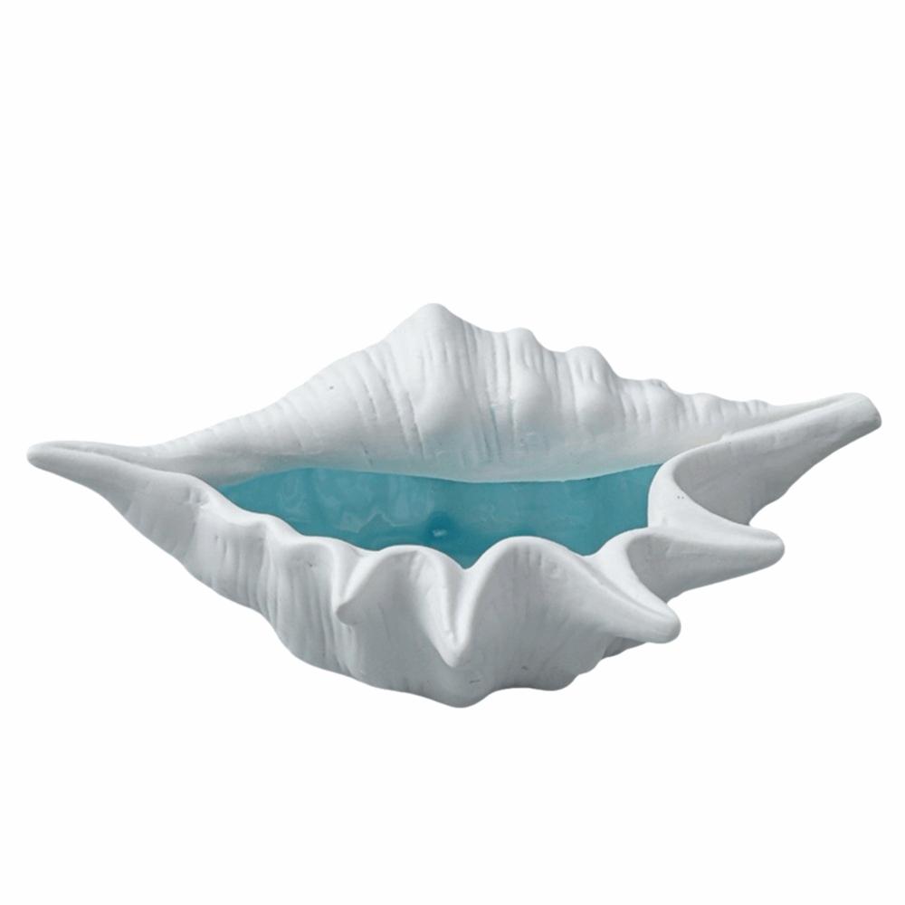 Decorative Tray Coastal Ceramic Trinket Dish Starfish Conch Conch Storage Plate Craft Ornament Jewelry Key Organizer