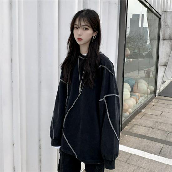 2024 Korean Autumn Women's Loose Round Neck Sweater - Trendy, Lightweight, Long Sleeve Student Outerwear