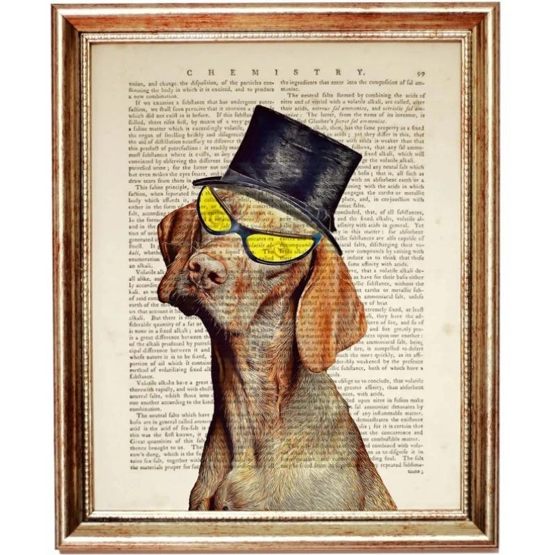 Vintage Funny Animals In Newspaper Art Poster Canvas Painting Puppy Pet Cat Horse Wall Art Pictures Gift Home Decor