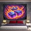 Fiery Dice with Royal Crown Pattern Wall Hanging Tapestry Decorative Tapestry Home Decor for Bedroom and Living Room