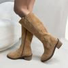 Suede High Tube Suede Low Heel Knight Boots Women's Winter New Large Size Pointed Side Zipper Fashion Boots
