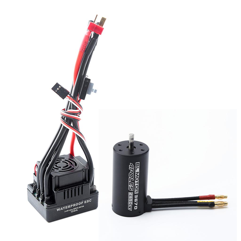 Waterproof 3670 2650KV Brushless Motor 120A Brushless ESC Combo Set for 1 8 Remote Control Car Truck