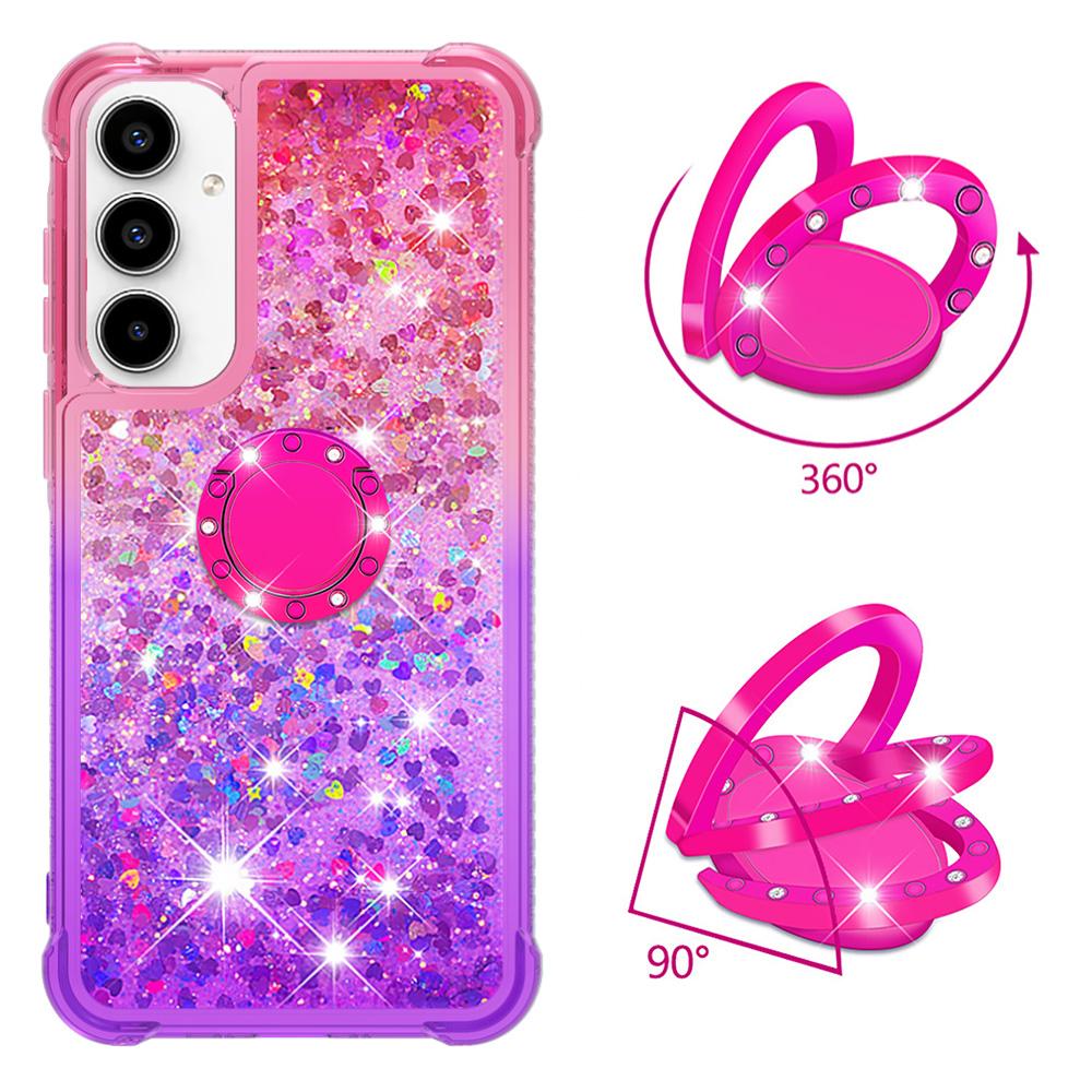 

For Samsung Galaxy A35 5G TPU Case with Kickstand Gradiant Quicksand Shockproof Cover Pink+Purple