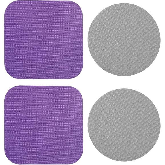 4pcs Jar Opener Gripper Pads, Rubber Jar Grippers Multi-function Jar Opener for Seniors with Weak Hands Kitchen Coasters (Green, Purple)