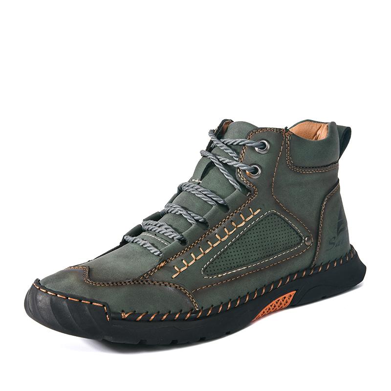 Handgemachte Spaltlederstiefel Herrenschuhe Bequeme Stiefeletten für Männer Freizeitschuhe Große Werkzeugschuhe