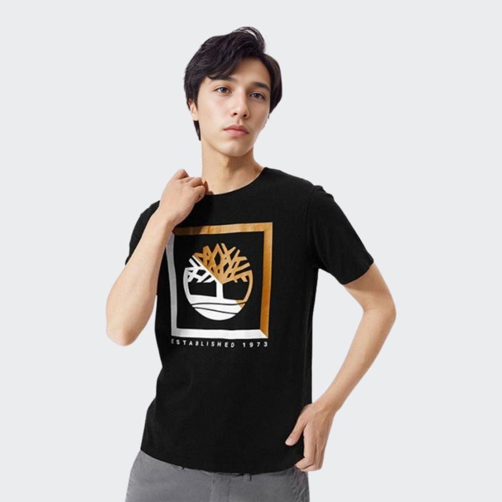 Timberland Outdoor Casual Color Block Printed Crew Neck Short Sleeve T-Shirt Men Tops Wheat A24X3-P47