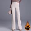 High-Waisted Slimming Women's Plus Velvet Micro-Flare Pants - Elastic Waist & Fashionable Casual Wear for Autumn/Winter