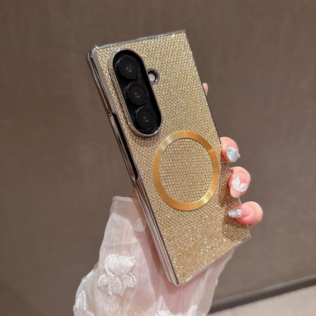 Applicable to Samsung Z Fold8 mobile phone case 7/6 glitter plating wireless charging magnetic suction ring 5/4/3 anti-drop protective cover