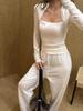 High Version Square Neck Halter Letter Print Slim Fit Long Sleeve T-Shirt - Bestselling Base Layer.