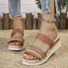 Women’s Braided Platform Peep-Toe Slide Sandals Comfortable Summer Shoes