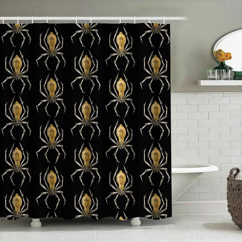 Bathroom Shower Curtain Set Waterproof Vintage Spiderweb Halloween Gothic Horror Decor Dark Room Divider Fabric