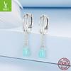 S925 Sterling Silver Double Water Drop Glazed Ear Buckle Girl, Elegant Lady Style Fringed Earrings Earrings