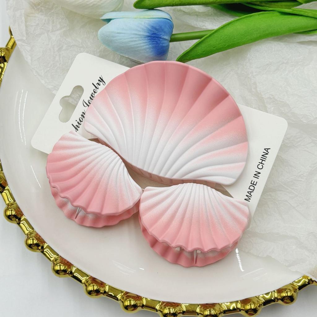 3pcs/set Gradient Dreamy Shell Hair Claw Clips Ocean Beach Conch Hair Clip Seashell Matte Shark Clip Headwear Hair Accessories