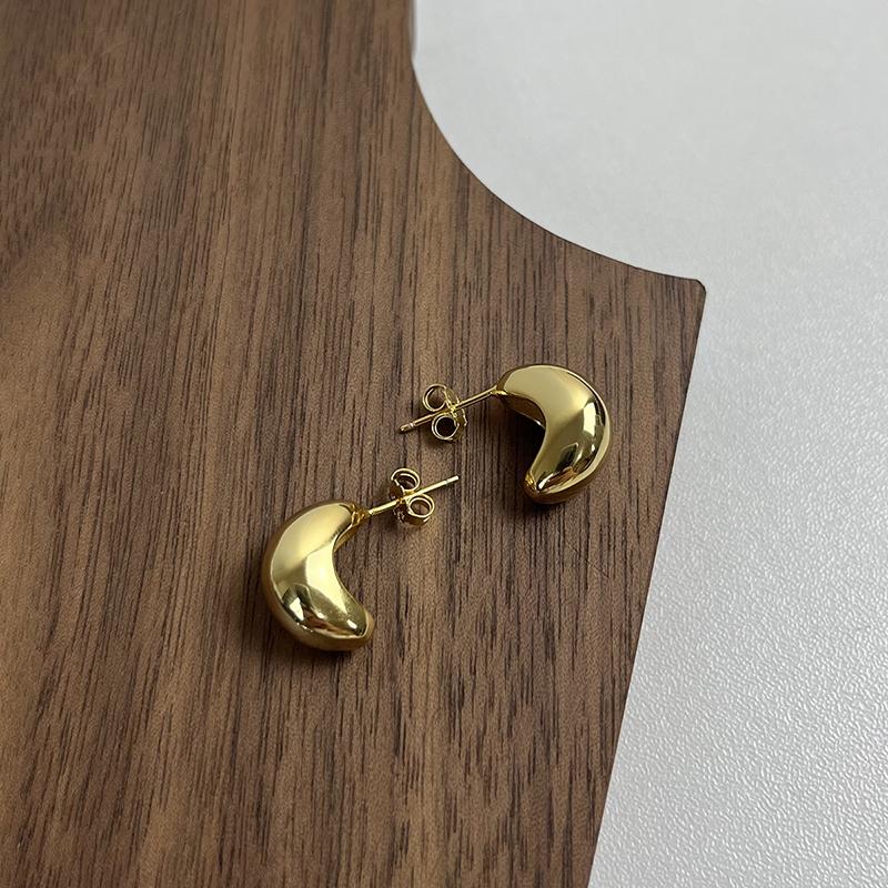 Новые серьги-полумесяцы из титановой стали в классическом металлическом стиле Four Seasons с гладкой полой поверхностью для женщин, не выцветающая бижутерия