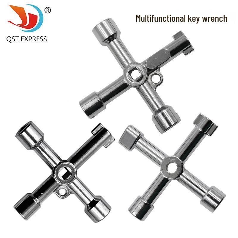 Multi-Spec Electric Control Cabinet Key: Cross, Triangle, Square & Round Hole Adapter for Elevator, Water Meter, and Valve Access.