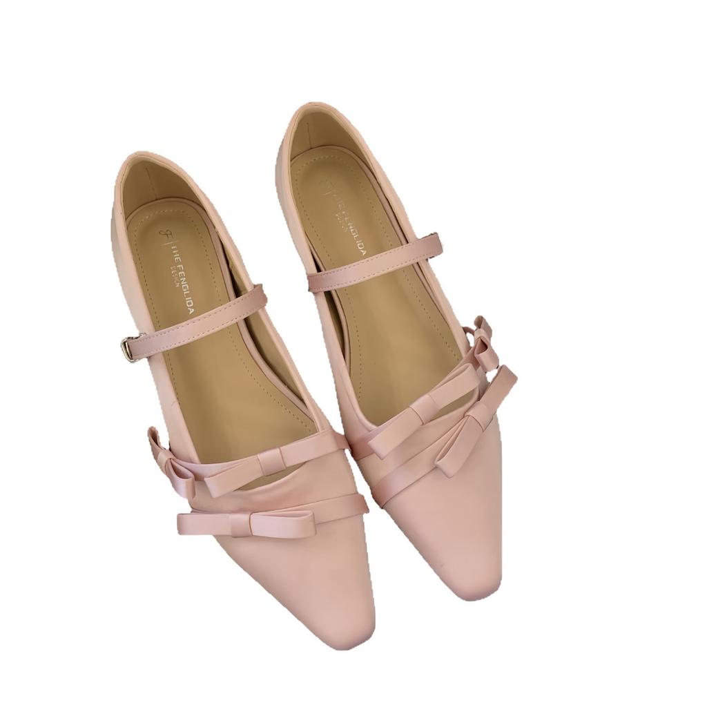 Beautiful Bow, Shallow Mouth Single Shoes, Women's Skirt, Commuter Work Shoes, Inner Height Increase, Ladyshoes