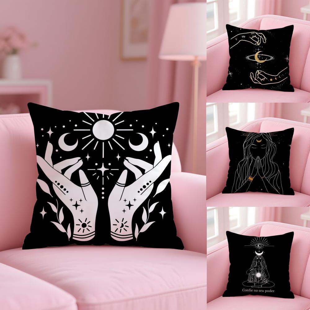Celestial Hands Art Print Cushion Cover Plush Fabric Soft Double-Sided Printed Sofa Warm Winter Home Gift Pillow Cover