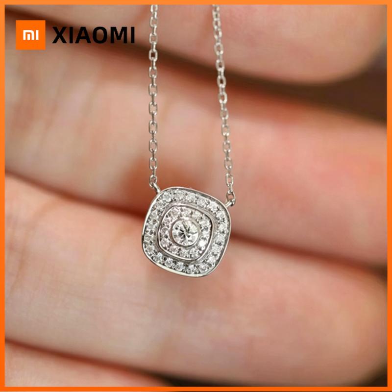 Xiaomi Huitan Kissenförmige Anhänger Halskette für Damen Hochzeit Verlobung Charmante Silberfarbene Accessoires Eleganter Schmuck mit eingelegten Zirkonia