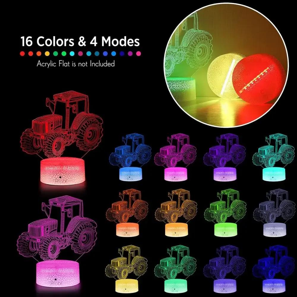 6/12 Pcs 3D Lamps Base LED Night Light DIY Clear Acrylic Sheets RGB Color Remote USB Cable Light Stand Decor Room Christmas Gift