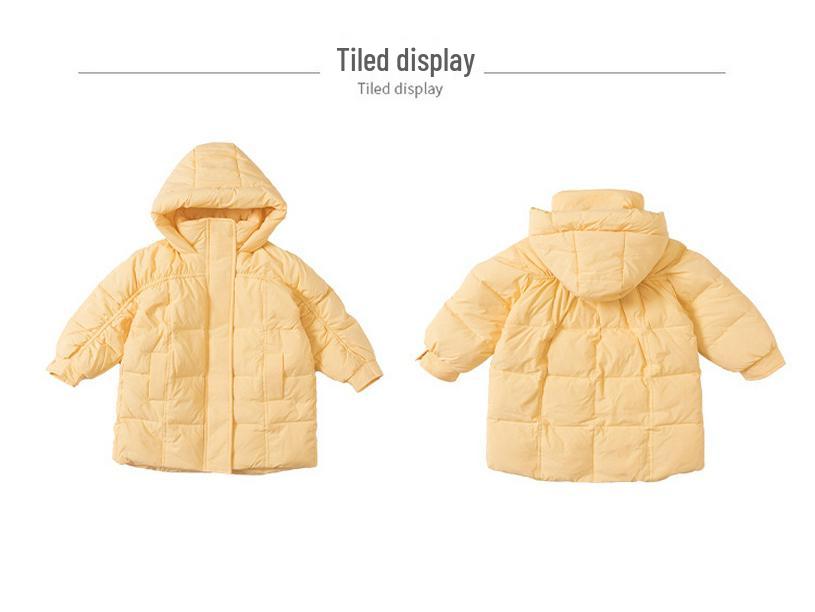 Girls' Mid-Length Winter 2025 Thickened White Duck Down Jacket - Trendy, Warm Coat for Children