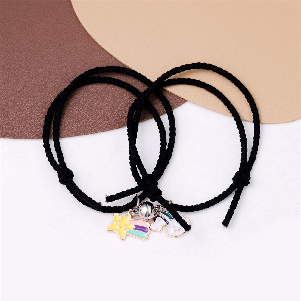 Band Couple Bracelet Magnet Paired Rubber for Lovers Distance Bracelet Women Men Braided String Bracelet Friendship Jewelry Gift