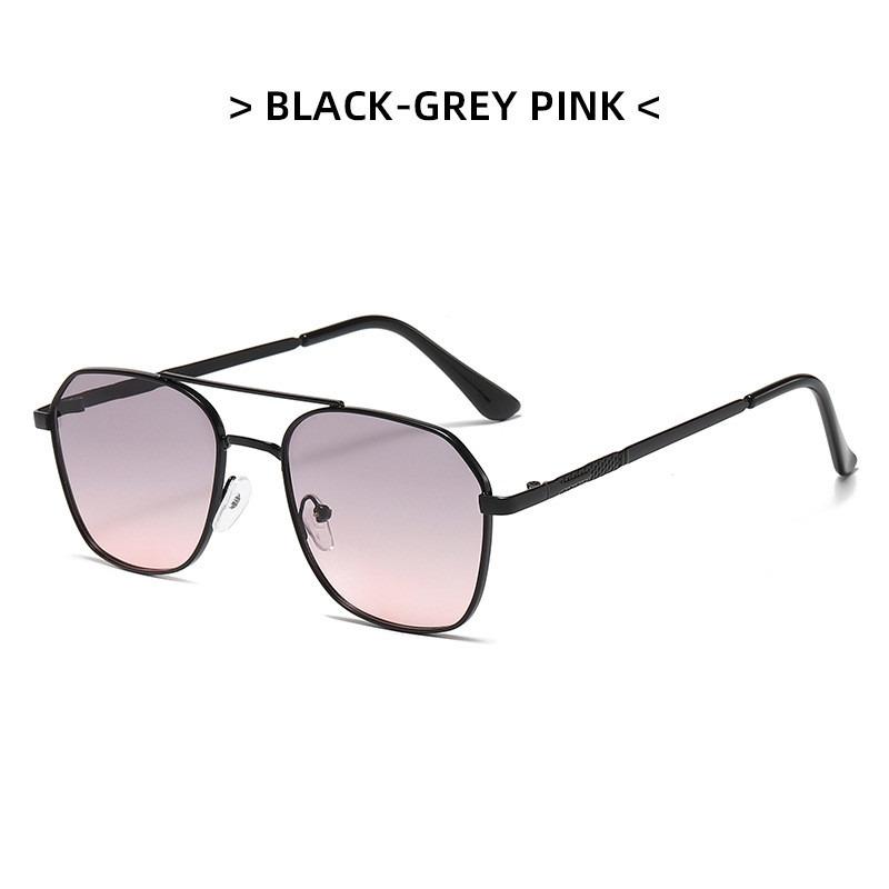 Metal Frame Square Sunglasses Chic UV Protection Double Beam Double Beam Sunglasses Fashionable Square Lens Metal Sunglasses