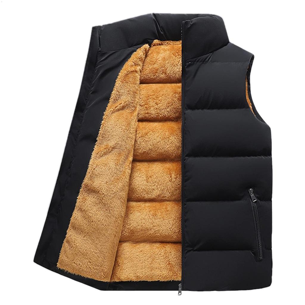 Pánská ležérní kardigan sametová jednobarevná teplá prošívaná bunda bez rukávů