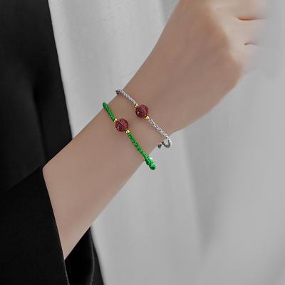 S925 Silver Single Lotus Purple Gold Sand Bracelet Women's Red String Beads New Year Transport Lucky Bracelet New