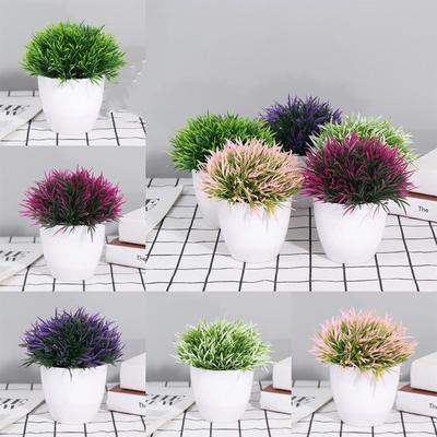 1pc Garden Potted Grasses Fake Plants With Pot Artificial Plant Bonsai Home Art Craft Small
