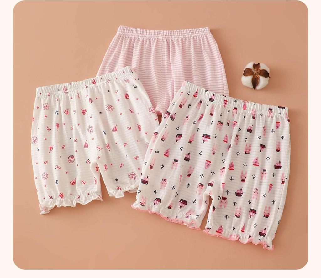 Sommer-Leggings und Pyjamashorts für Mädchen mit Blumenmuster aus Bambus-Baumwolle