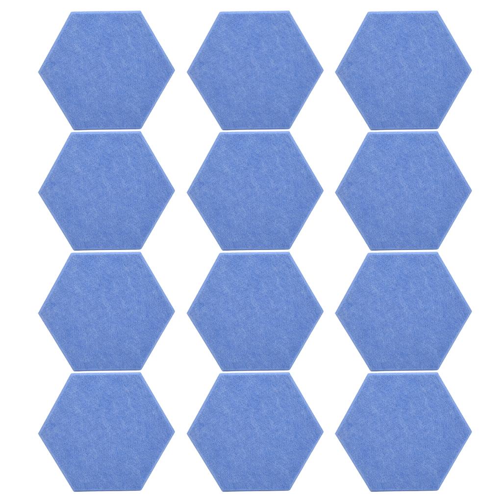 12 Stück Schallabsorptionsplatte Hexagonal Kleber Akustikpaneele Keile Wand Schallschutzkabine Blau