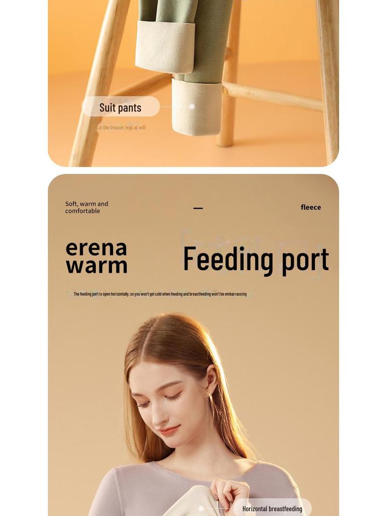 Německý sametový termální těhotenský top: Podzimní/Zimové kojící pyžamo a poporodní košile pro kojení