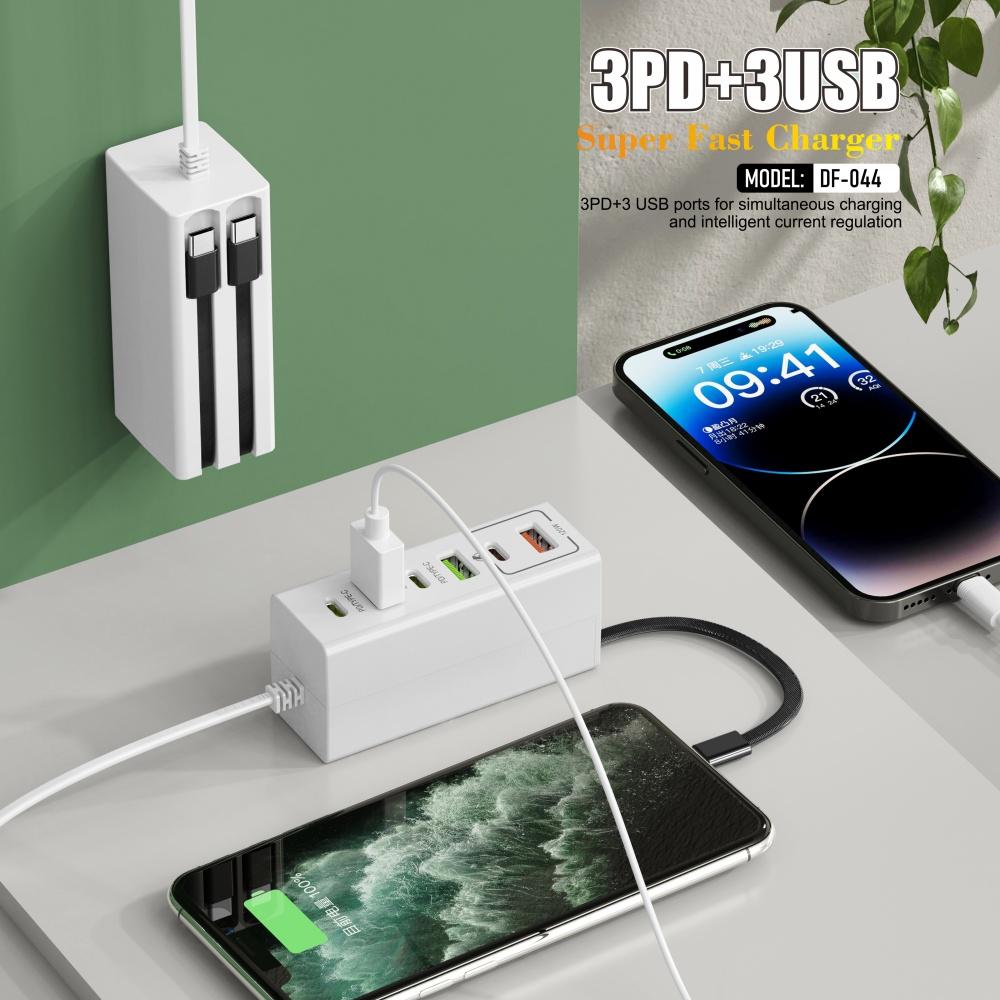 Total 120W USB Power Strip Type C Mobile Phone Charger Fast Charging Electrical Socket Power Strip EU US UK Plug Wall Adapters