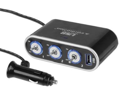 Üçlü çakmak ayırıcı 12/24V anahtarları, USB 1000 mA