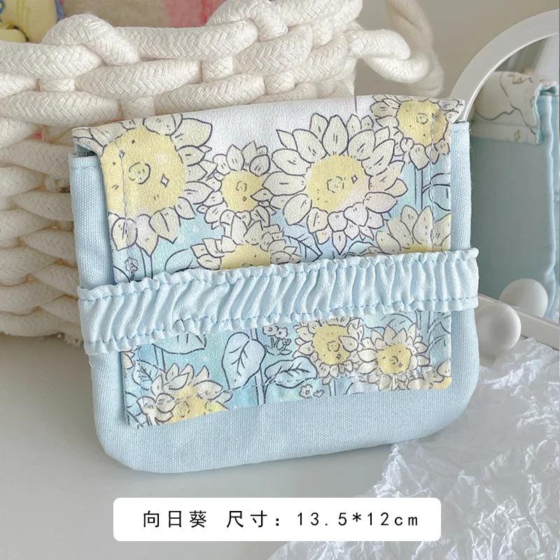 

Милая сумка для хранения гигиенических салфеток, переносная косметичка с цветочным узором, сумка-кошелек, дорожная организация для хранения 1 шт. синий