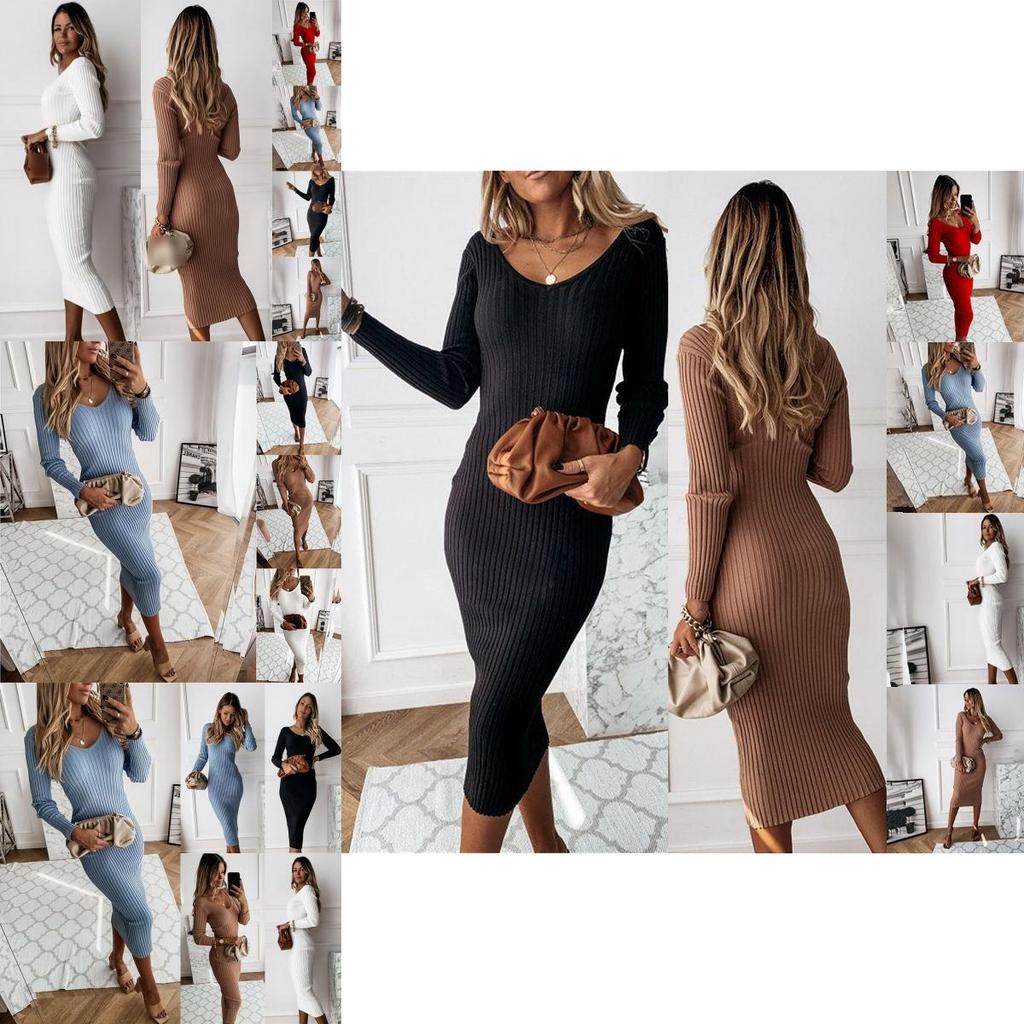 Elegant Womens Long Sleeve Bodycon Dress Perfect For Evening Parties And Casual Wear